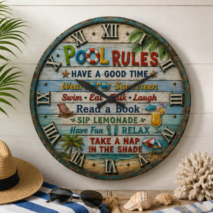 Pool  Beach House  Large Clock