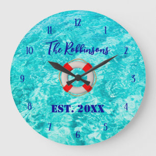 Pool Beach Lifesaver personalized Large Clock