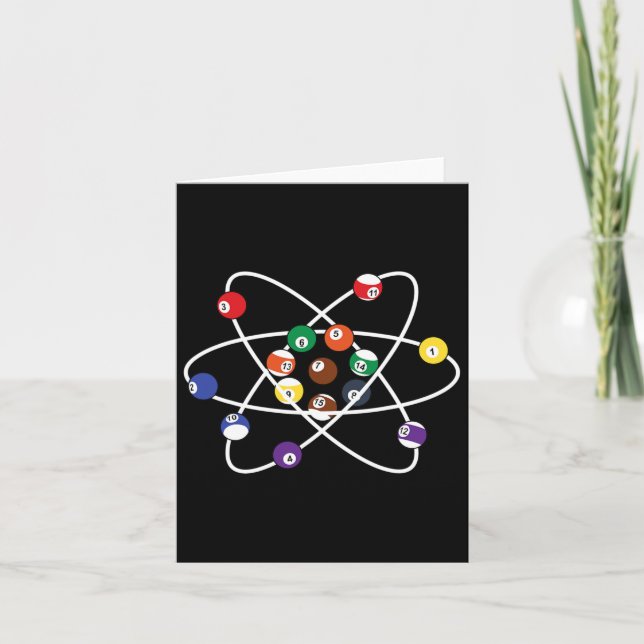 Pool Billiard Atoms Funny Pool Billiards  Card (Front)