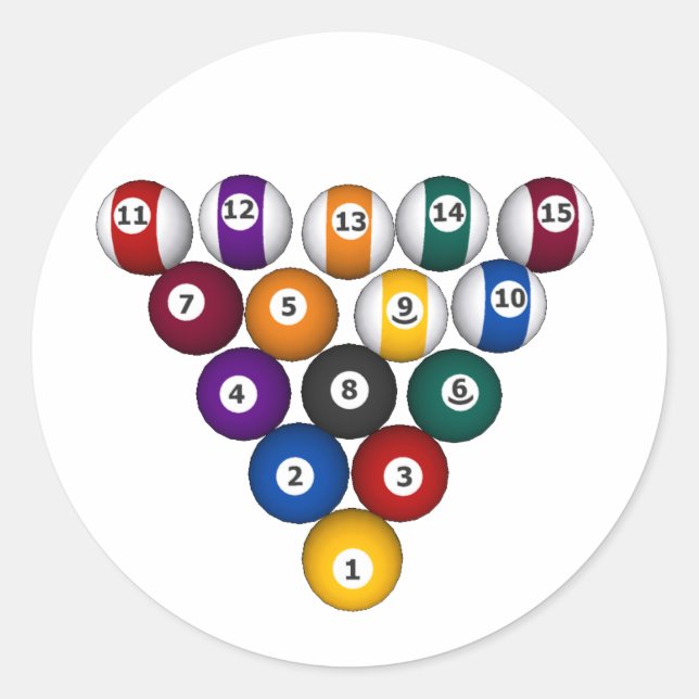 Pool: Billiard Balls: Billiards: Classic Round Sticker (Front)