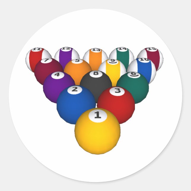 Pool: Billiard Balls: Billiards: Classic Round Sticker (Front)