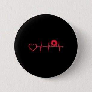 Pool Billiard Heartbeat Heart - 8-ll Pool Billiard 2 Inch Round Button