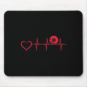 Pool Billiard Heartbeat Heart - 8-ll Pool Billiard Mouse Pad