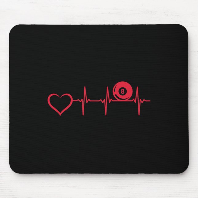 Pool Billiard Heartbeat Heart - 8-ll Pool Billiard Mouse Pad (Front)