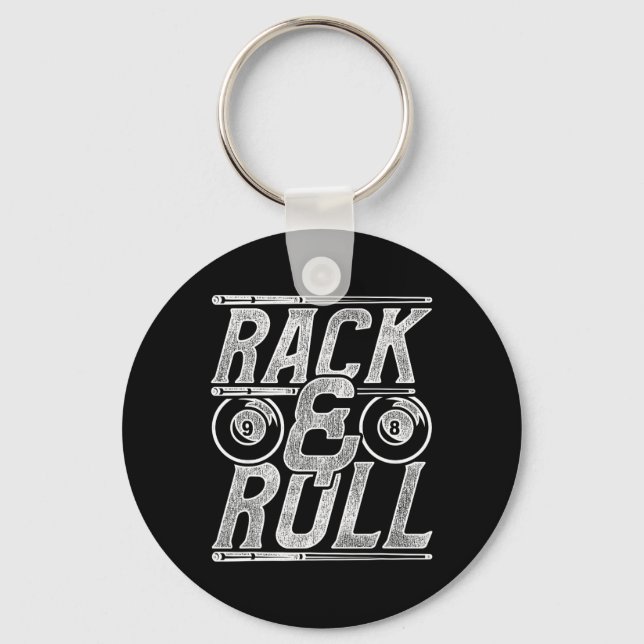 Pool Billiard Snooker Player Rack And Roll  Keychain (Front)