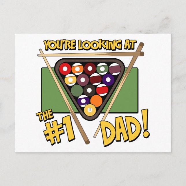 Pool/Billiards #1 Dad Father's Day Gift Postcard (Front)