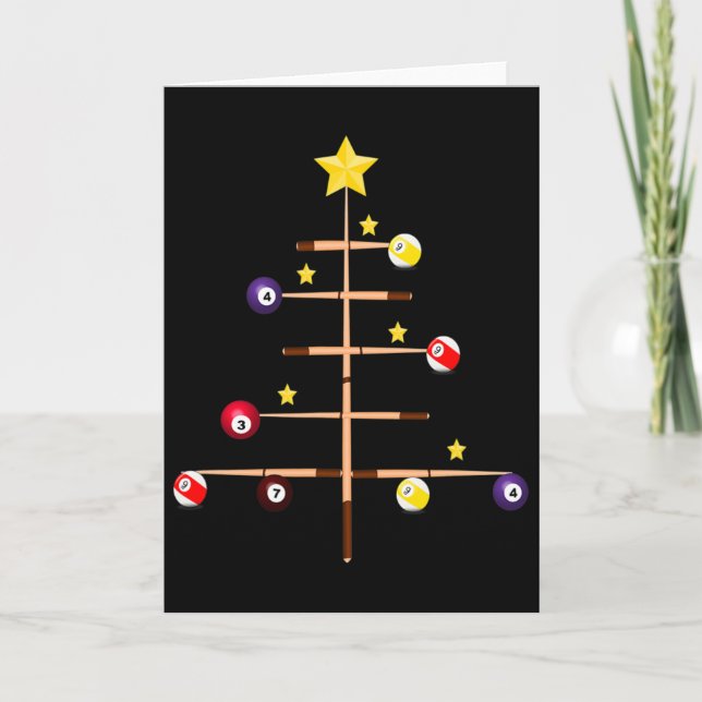 Pool Billiards Ll Cue Sports Christmas Tree  Card (Front)