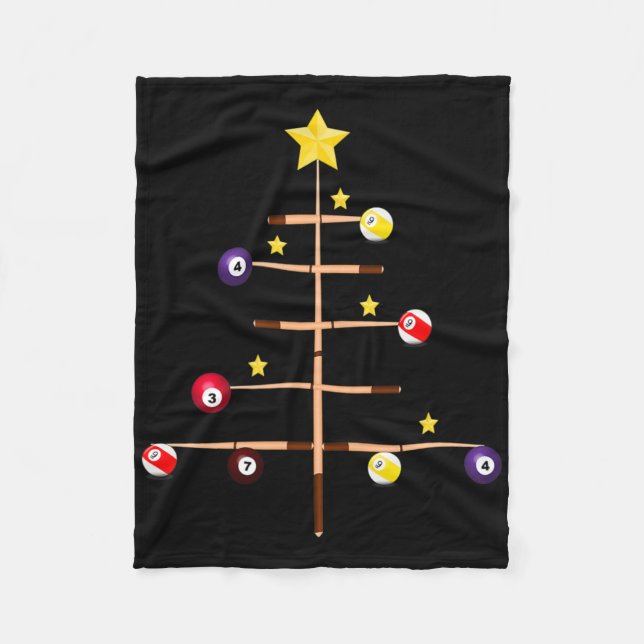 Pool Billiards Ll Cue Sports Christmas Tree  Fleece Blanket (Front)