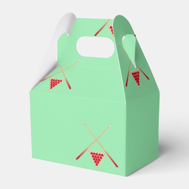 pool billiards on green favor box (Front Side)