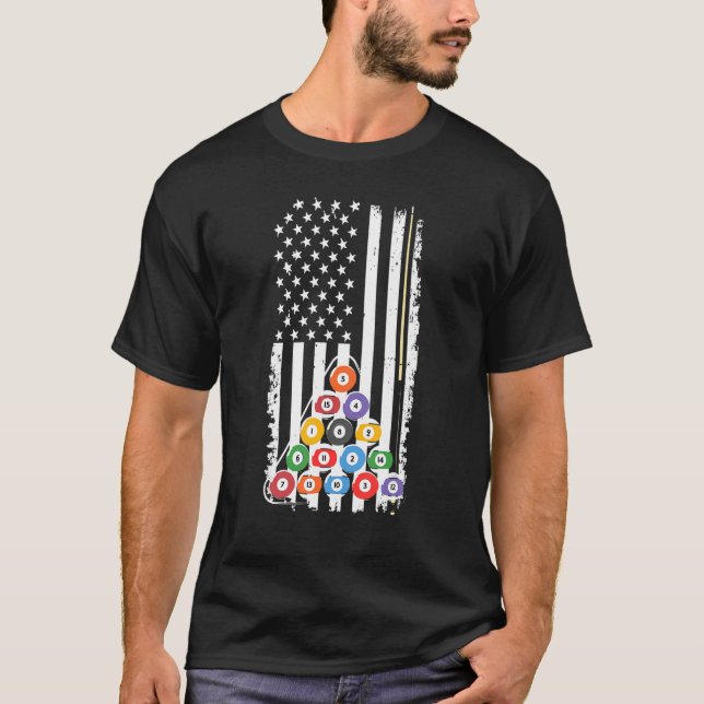 Pool Billiards Snooker Player Team American Usa Fl T-Shirt (Front)
