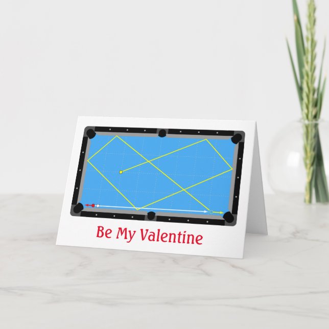 Pool & Billiards Trick Shot Valentine's Day Card (Front)