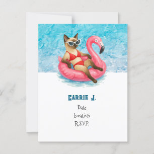 Pool Birthday Party for Cat Lovers   Postcard
