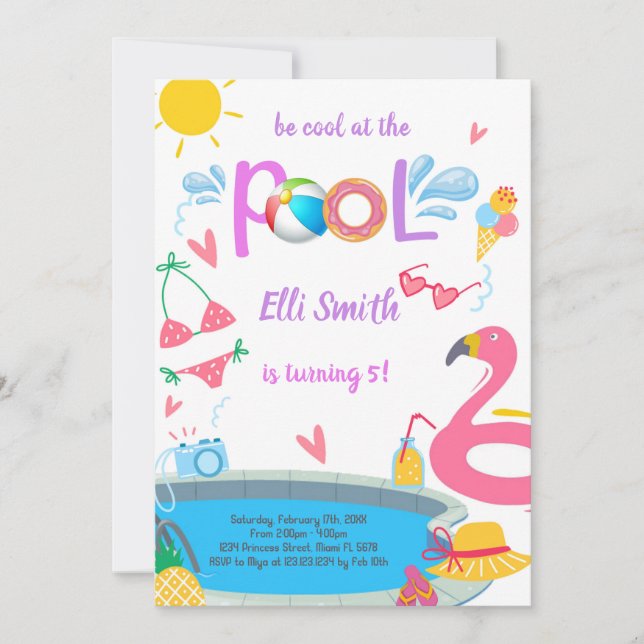 Pool Birthday Party Invitation (Front)