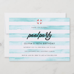 Pool Birthday Party Invitation