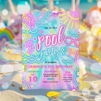 Pool Birthday Party Slide Splash Pad Tie Dye Glow