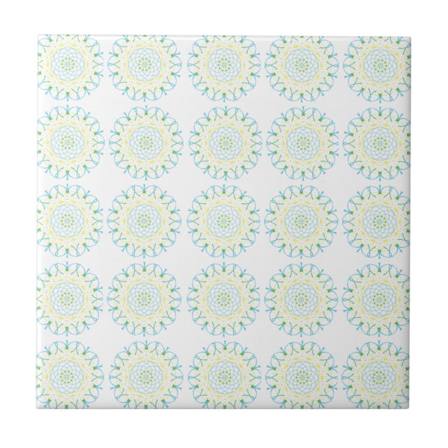 Pool Blue and Pale Yellow Pattern Tile (Front)