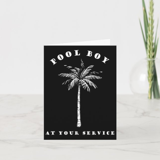 Pool Boy At Your Service Coconut Tree Fun Hallowee Card (Front)