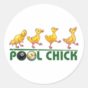 Pool Chick Classic Round Sticker