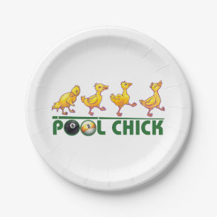 Pool Chick Paper Plate