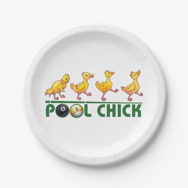 Pool Chick Paper Plate (Front)