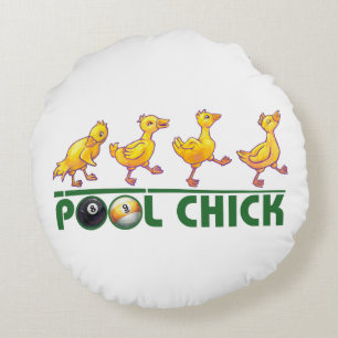Pool Chick Round Pillow