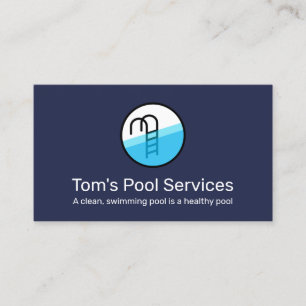 Pool Cleaning Service Logo  Business Card