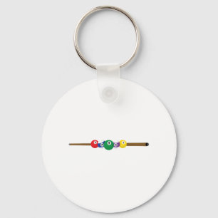 Pool Cue and Ball Border Keychain