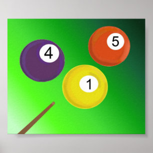 Pool Cue and Balls Poster