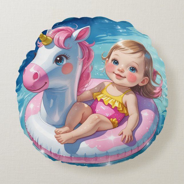 Pool Days Round Pillow (Front)