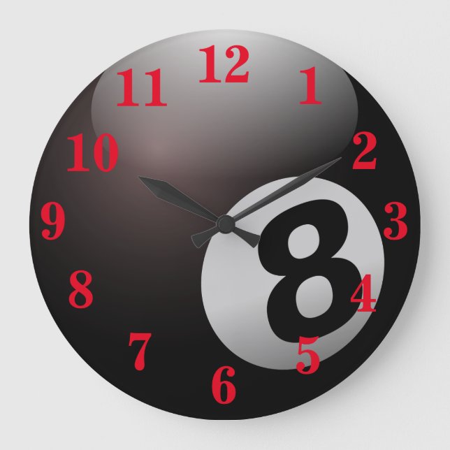 Pool Eight Ball Sports Large Clock (Front)