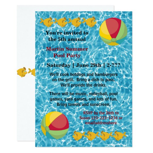 Pool Fish Ball - Pool Party Invitation