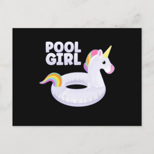 Pool Girl Unicorn Float Party Summer Vacation Postcard