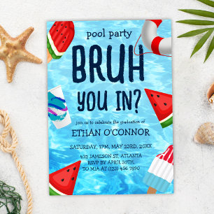 Pool Grad Party High School Senior Graduation Invitation