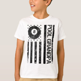 Pool Grandpa American Usa Flag Funny Billiards T-Shirt