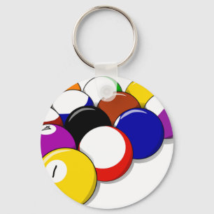 Pool Hall Balls Rack Em Sports Leisure Billiards Keychain