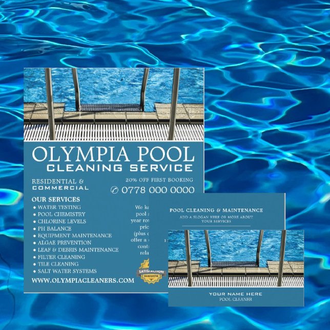 Pool Ladder, Swimming Pool Cleaning Advertising Flyer (Creator Uploaded)