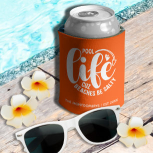 Pool Life Orange Can Cooler