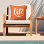 Pool Life Orange Outdoor Pillow<br><div class="desc">Make a statement for your home or a give as a fun gift,  this orange outdoor pillow features your family name,  year established,  and "Pool life cuz beaches be salty" in chic lettering. Change the colour with the Zazzle Edit tools. MATCHING items in our collection.</div>