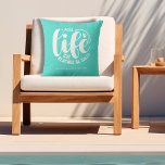 Pool Life Turquoise Outdoor Pillow<br><div class="desc">Make a statement for your home or a give as a fun gift,  this turquoise outdoor pillow features your family name,  year established,  and "Pool life cuz beaches be salty" in chic lettering. Change the colour with the Zazzle Edit tools. MATCHING items in our collection.</div>