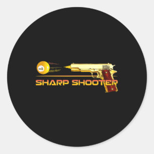 Pool Ll Sharp Shooter Billiards Gun Yellow Classic Round Sticker