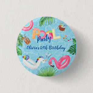 Pool Party 1 Inch Round Button