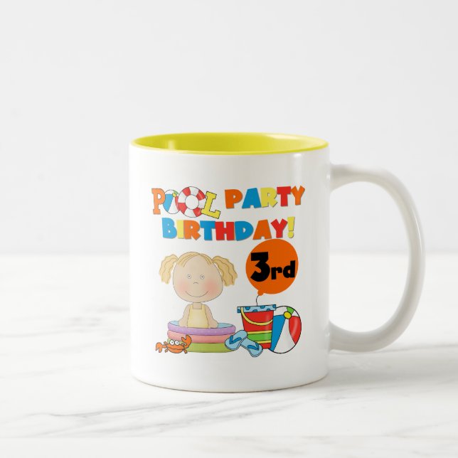 Pool Party 3rd Birthday T-shirts and Gifts Two-Tone Coffee Mug (Right)