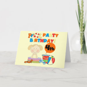 Pool Party 4th Birthday Tshirts and Gifts Card