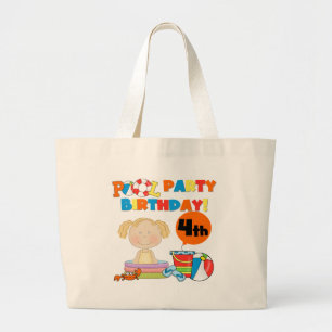 Pool Party 4th Birthday Tshirts and Gifts Large Tote Bag