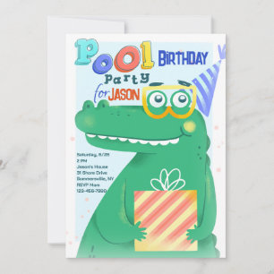 Pool Party Alligator Invitation