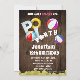 Pool Party Anniversaire de fête Invitation