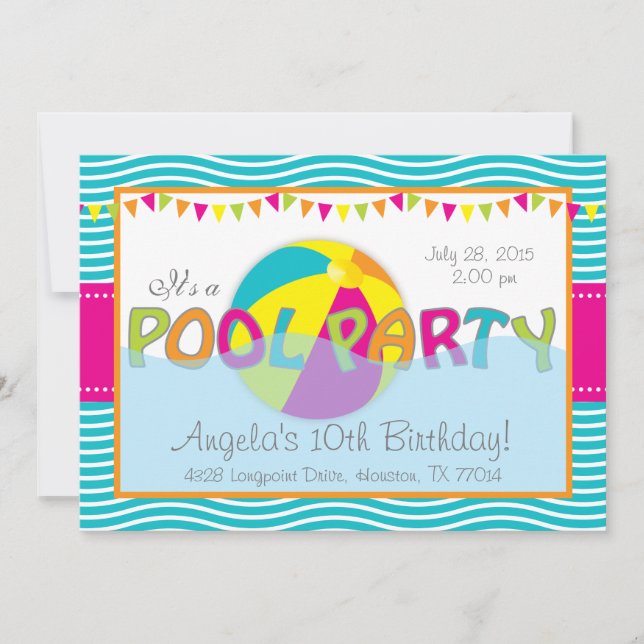 Pool Party Anniversaire Invitation fille (Devant)