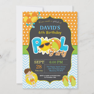 Pool Party Anniversaire Invitation Splish Splash B