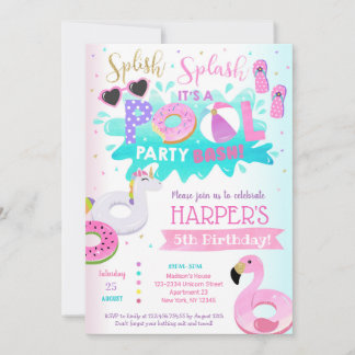 Pool Party Anniversaire Invitations pour fille