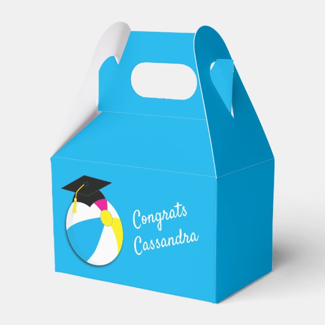 Pool Party Beach Ball Graduation Party Favor Box (Front Side)